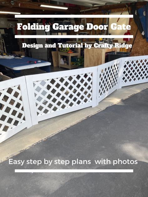 Folding Garage Doors, Diy Dog Gate, Building A Gate, Garage Gate, Be With Me, White Fence, Diy Garage Door, Baby Gate, Door Gate Design