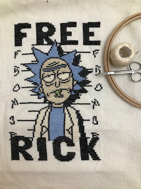 Rick and Morty Cross Stitch #rickandmorty #rick #crossstitching #crossstitchpattern #etamin #nakış #free #freerick #kanaviçe #stitch #elişi #morty #elisi Cross Stitch Rick And Morty, Stitch Tv, Rick And, Pixel Art Grid, Rick Y Morty, Cross Stitch Ideas, Stitch Ideas, Rick And Morty, Stuff To Do