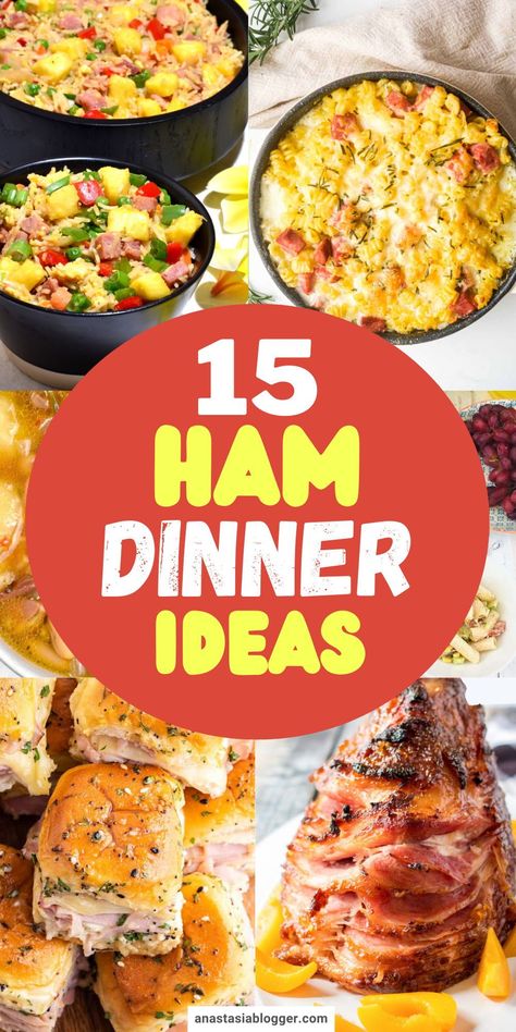 If you need ways and ideas on what to do with your fresh or leftover ham, I have here 15 ham dinner recipes the whole family will enjoy! #dinner #hamrecipes Ham Dinner Recipes For Family, Ham For Dinner Main Dishes, Summer Ham Dinner Ideas, What To Make With Sliced Ham, Ham Dinners Easy, Easy Dinner Recipes With Ham, What To Do With Ham Steaks, Supper Ideas With Ham, Sunday Ham Dinner