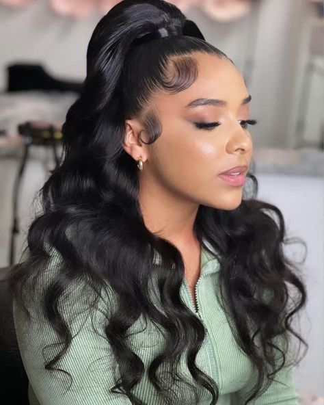 30 Stunning Half Up Half Down Hairstyles For Black Women Half Up Half Down Wedding Hair Black, Down Hairstyles For Black Women, Black Bridesmaids Hairstyles, Sleek Ponytail Hairstyles, Sew In Hairstyles, Half Up Half Down Hairstyles, Prom Hair Down, Wedding Hairstyles Half Up Half Down, Elegant Ladies