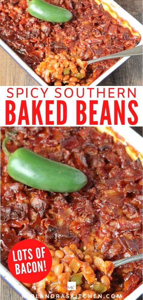 Spicy Baked Beans Recipe, Smoked Baked Beans, The Best Baked Beans, Southern Baked Beans, Pork And Beans, Best Baked Beans, Baked Beans With Bacon, Bbq Baked Beans, Homemade Baked Beans