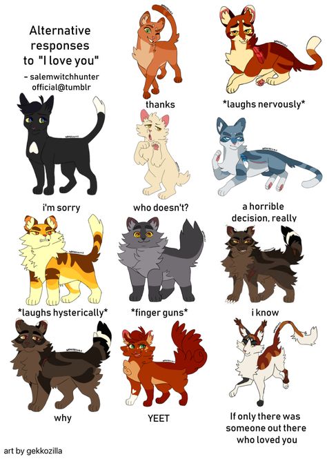 alternate responses to i love you - warrior cats #warriors #warriors #cats #waca #firestar #alderheart #ravenpaw #berrynose #jayfeather #lionblaze #graystripe #tigerstar #bramblestar #squirrelflight #sol Bramblestar Warrior Cats, Warrior Cats Jayfeather And Briarlight, Warrior Cats Fan Art Firestar, Firestar And Graystripe Warrior Cats, Warrior Cats Greystripe X Firestar, Twig Branch Warrior Cats, One Star Warrior Cats, Mistyfoot Warrior Cats, Blixemi Warrior Cats