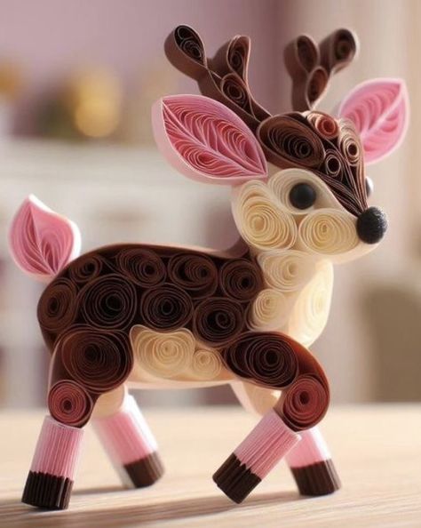 Quilling Reindeer, Quiling Paper Ideas, 3d Quilling Ideas, Quilled Animals, Quilling Images, Quilling Dolls, Diy Quilling Crafts, Neli Quilling, Quilling Animals