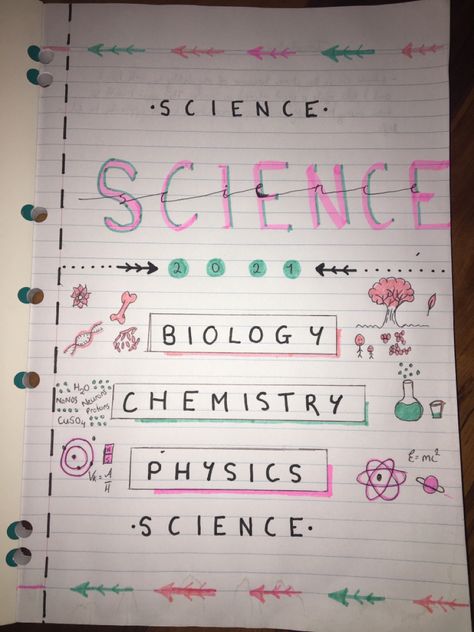 Science Title Page Aesthetic, Science Title Page Ideas Aesthetic, Physics Title Page, Science Title Page, Math Title Page Ideas, Science Title Page Ideas, Title Page Ideas, Science Notebook Cover, Organization Notes