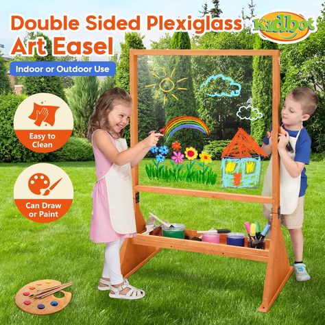 Artist Craft Tool #children #painting #board #arcylic #art #easel #stand #wooden #drawing #writing #outdoor #playtime #kids #birthdaygift Toddler Easel, Plexiglass Art, Craft Tool Storage, Wooden Drawing, Diy Easel, Kids Easel, Painting Writing, Children Painting, Painting Board