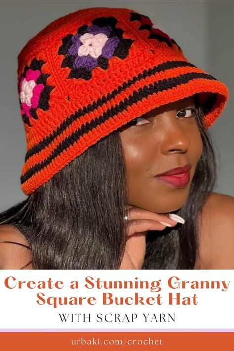 Get ready to fall in love with the crochet accessory that will soon become your absolute favorite: the granny square bucket hat! This timeless and versatile hat is not only a fashion statement but also a joy to create. With its intricate yet easy-to-follow design, this crochet project is perfect for both beginners and seasoned crafters alike. Imagine spending a leisurely afternoon with your favorite scrap yarn, surrounded by the soothing rhythm of your crochet hook.... Crochet Granny Square Bucket Hat Pattern, Crochet Granny Square Hat Free Pattern, Granny Square Bucket Hat Pattern Free, Granny Square Hat Pattern Free, Granny Square Bucket Hat Pattern, Bucket Hat Pattern Free, Free Crochet Granny Square, Square Hat, Granny Square Bucket Hat