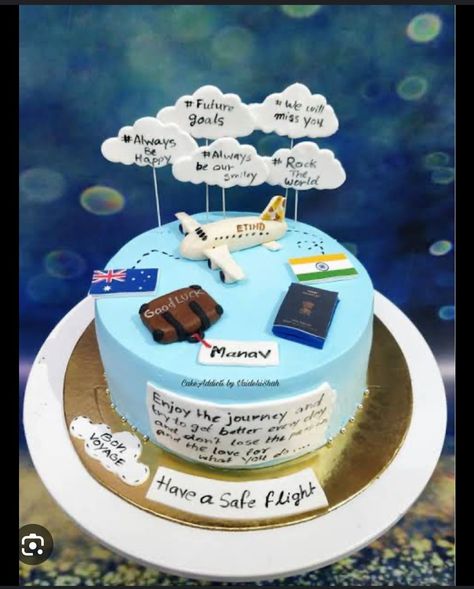 Bon Voyage Cake Australia, Happy Journey Cake Ideas, Happy Journey Cake, Journey Cake, Bon Voyage Cake, Australia Cake, Map Cake, Farewell Cake, Cake Design For Men