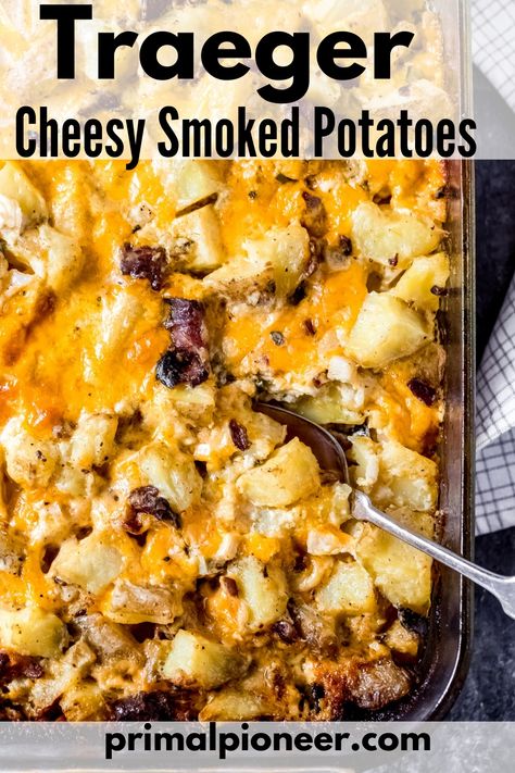 Smoker Grill Recipes, Traeger Cooking, Pellet Smoker Recipes, Smoked Potatoes, Traeger Grill Recipes, Grilled Side Dishes, Smoker Cooking, Pellet Grill Recipes, Traeger Recipes