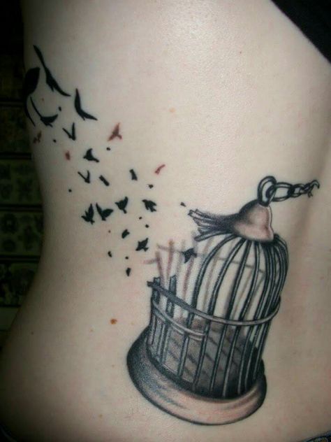 Open Cage Tattoo, Cage Tattoo, Birdhouse Tattoo, Bird Cage Tattoo Design, Bird Flying From Cage Tattoo, Bird In Cage Tattoo, Bird Cage Tattoo, Birds Flying Out Of Cage Tattoo, Black And Grey Bird Tattoo