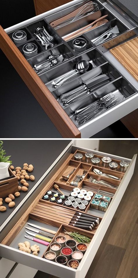 Large Cutlery Drawer, Utensils Organization Ideas Drawer, Kitchen Cabinet Dividers, Kitchen Drawer Divider, Kitchen Drawer Interior, Wide Drawers Kitchen, Kitchen Drawer Accessories, Wide Kitchen Drawers, Modular Kitchen Storage Ideas