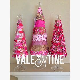 Design, Create, Inspire!: Valentines Cones Valentines Decorations Diy, Valentine Trees, Valentines Display, Valentine Wreath Craft, Valentine Display, Diy Valentines Day Wreath, Valentine Decoration, Valentine Centerpieces, Valentine's Day Decorations