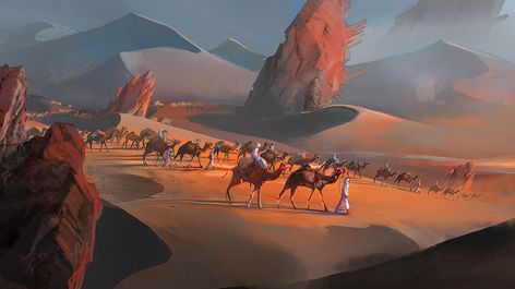 Caravan Concept Art, Desert Caravan, Art Area, Egypt Art, Desert Landscaping, Caravan, Tell Me, Egypt, Fantasy Art