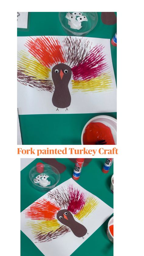 Simple but beautiful craft for thanksgiving..! Craft For Thanksgiving, Painted Turkey, November Crafts, Turkey Craft, Thanksgiving