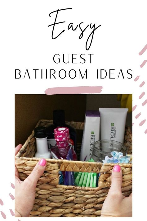 Easy Guest Bathroom Ideas Stocked Guest Bathroom, Guest Bathroom Welcome Basket, What To Keep In Your Guest Bathroom, Guest Bathroom Ideas Toiletries, Toiletries For Guests, Guest Bath Toiletries, Items For Guest Bathroom, Guest Toiletries Basket, Guest Bathroom Essentials Products