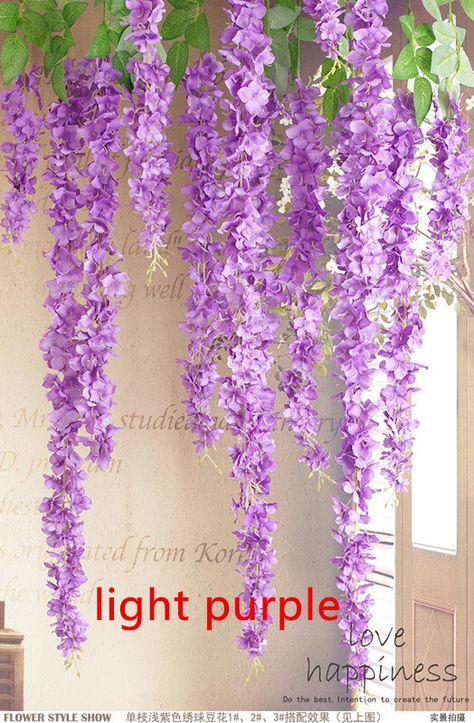 24pcs Artificial Silk Wisteria Garland Wedding Bridal weddings--light purple by kathycraftsco on Etsy https://www.etsy.com/listing/522194215/24pcs-artificial-silk-wisteria-garland Wisteria Garland, Wisteria Vine, Vine Garland, Wedding Ceremony Decorations Outdoor, Diy Wedding Arch, Wedding Ceremony Ideas, Wedding Ceremony Arch, Artificial Hydrangeas, Parts Of A Flower