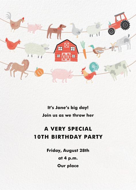 Farm animals birthday party