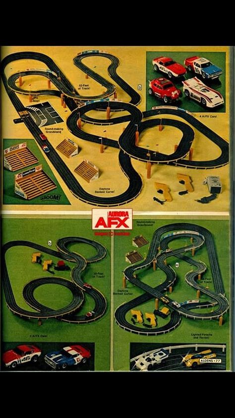 HO Scale Slot Car Track Afx Slot Car Track Layouts, Slot Car Racing Sets, Tyco Slot Cars, Hot Wheels Race Track, Slot Car Drag Racing, Afx Slot Cars, Race Car Sets, Slot Car Race Track, 60s Cars