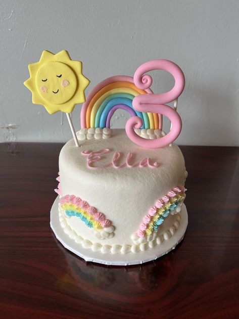 Rainbows And Sunshine, 3rd Birthday Cake, 3rd Birthday Cakes, 3rd Birthday, Girl Birthday, Birthday Cake, Rainbow, Cake, Birthday