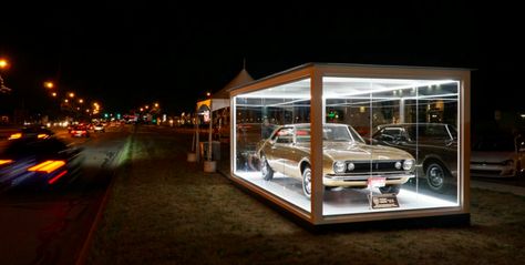 Check Out The Very First Camaro Prototype On Display In This Huge Glass… Car Expo, Car Exhibition, Back To The Future Delorean, Car Showroom Design, Car Box, Delorean Time Machine, 1967 Camaro, Car Display, Garage Style