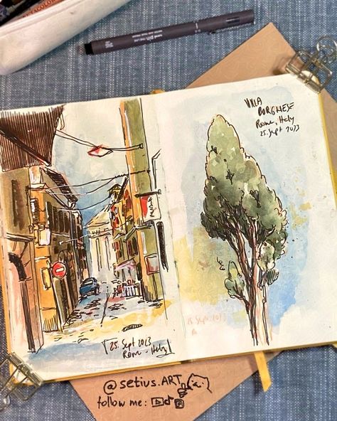 Take a look into my yellow travel and urban sketchbook! Can you guess the places? Page 26 Sketchbook Art Journal Sketches, Urban Sketchbook, Cute Art Projects, Travel Art Journal, My Yellow, Travel Sketchbook, Sketchbook Cover, Travel Sketches, Art Hobbies