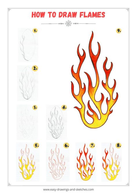 Learn how to draw flames in few simple steps How To Draw Fire Flames Step By Step, How To Draw Fire, Drawing Flames, Ball Drawing, Realistic Drawings, Printables Kids, Doodle Drawings, Learn To Draw, Diy Painting