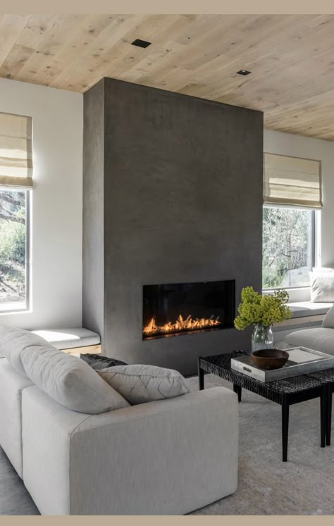 Fireplace Modern Design, Grey Fireplace, Popular Living Room, Living Room Photos, Home Fireplace, Fireplace Makeover, Modern Fireplace, Style At Home, Living Room With Fireplace