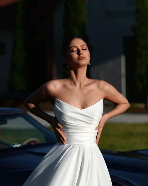 ❤️ Vicky Stunning satin ALine dress with detachable off shoulder straps. Beautiful ruched bodice and Corset back detail #2025wedding #niwedding #yestothedress #bridestyle #2024wedding #2024bridetobe #simplestyle #elegantstyle #new #classicstyle #satinweddingdress #satingown #2026bride Satin Corset Wedding Dress, Corset Bodice Wedding Dress, Wedding Dress Classic, Prenup Shoot, Bodice Wedding Dress, Wedding 2025, Satin Corset, Wedding Dresses Corset, Corset Back