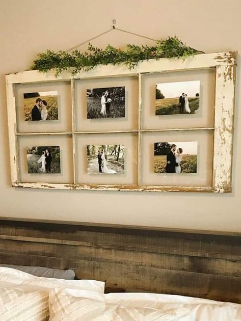 Window Pane Picture Frame Wall Decor, Glass Window Frame Ideas, Diy Old Window Frames, Ideas For Old Windows Home Decor, Giant Frame Ideas, 6 Panel Window Frame Ideas, Old Window Decoration, Window Frame Picture Ideas, Old Windows Picture Frames