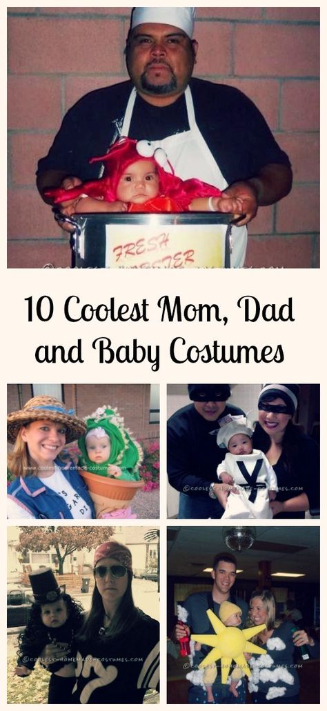 The family that plays together, stays together and these adorable baby costume ideas will allow you to include even your tiniest family members in the fun of Halloween Dad Halloween Costumes, Baby Costume Ideas, Sun Costume, Homemade Costume Ideas, Diy Baby Costumes, Mom Dad And Baby, Mom Halloween Costumes, Mom Costumes