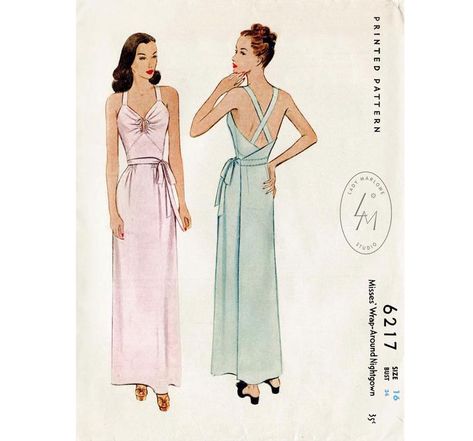 Vintage sewing pattern 1940s 40s vintage dress pattern | Etsy Slip Sewing Pattern, Vintage Dress Pattern, Vintage Wrap Dress, Lingerie Patterns, Sewing Lingerie, Vintage Dress Patterns, Fashion Design Sketches, Vintage Lingerie, Vintage Sewing Patterns