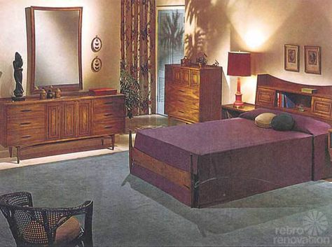 Broyhill_Sculptra-bedroom Vintage Modern Living Room, 60s Bedroom, 60s Interior, Broyhill Furniture, Broyhill Brasilia, Mid Century Bedroom, Mid Century Modern Bedroom, Retro Renovation, Midcentury Home