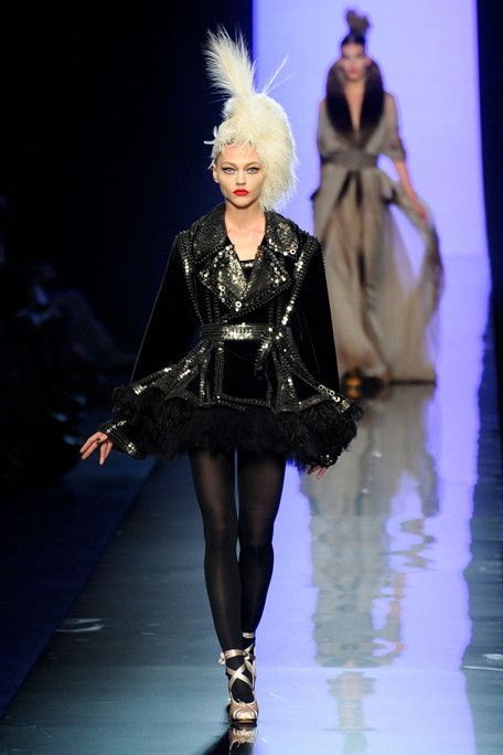 RUNWAY REPORT.....Paris Haute Couture Fashion Week: Jean Paul Gaultier Couture A/W 2011 | Nick Verreos Trench Coat Looks, Black Swans, Jean Paul Gaultier Haute Couture, Fashion 1990s, Mylene Farmer, Paris Couture, Black Peplum, Cone Bra, Runway Pictures