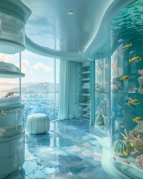 🌊✨ Dive into Frutiger Aero Aquacore Living: Where Future Meets Ocean Vibes 🏠🐠 [AI] #frutigeraero #interiordesign #apartmentgoals #oceantheme #futuristicdesign #homedecorinspo #beachvibes #modernliving #apartmenttherapy #coastalinterior #homeinspo #blueaesthetic #decorideas #underwatertheme #apartmentlife #oceaninspired #futuristicinterior #homedesign #apartmentinspo #coastalliving #interiorstyle #aquaticdesign #homesweethome #modernhome #bluedecor #apartmentdecor #oceanvibes #futuristicstyle ... Underwater Room, Aquarium Pictures, Sage Green Kitchen, Cool Room Designs, Fantasy Rooms, Apartment Goals, Frutiger Aero, Windows Vista, Futuristic Interior