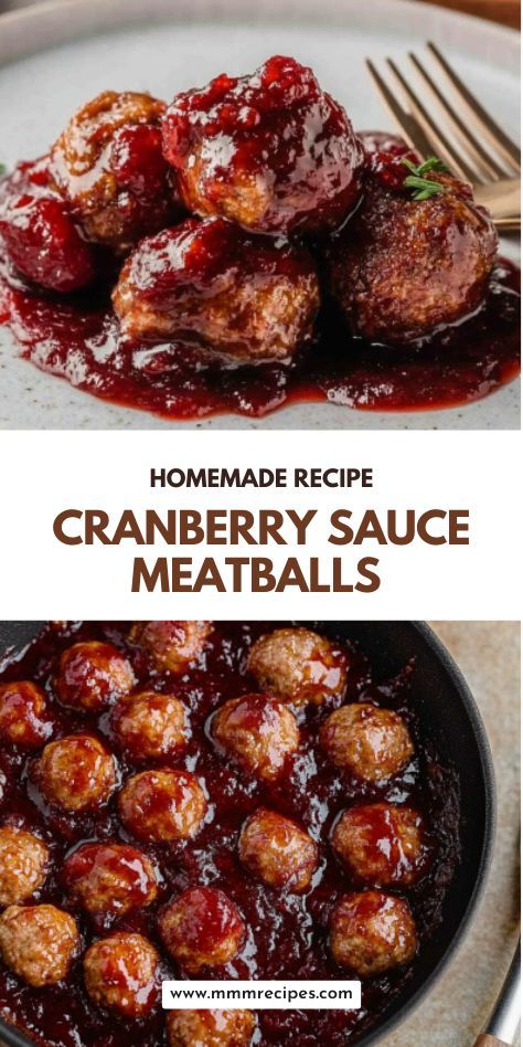 These easy cranberry sauce meatballs are a delicious and festive addition to your holiday menu. Perfect for Christmas Day or any winter celebration—they’re sure to be a hit! Nye Meatballs, Cocktail Meatballs With Cranberry Sauce, Meatballs With Cranberry And Chili Sauce, Meatball Glaze Sauces, Cranberry Meatballs Recipe, Meatball Sauce Recipes Easy, Cranberry Meatballs Crockpot, Red And Black Food, Meatballs Cranberry Sauce