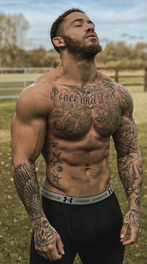 Inked Men, Men's Muscle, Muscular Men, Shirtless Men, Muscle Men, Male Body, Male Beauty, Bearded Men, Tattoos For Guys