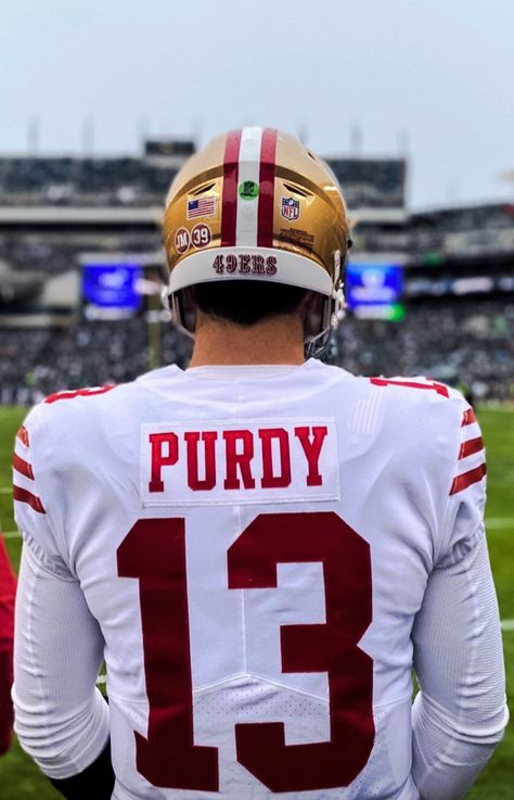 My edits! Photo Credits to @49ers on Instagram Purdy 49ers, 49ers Nation, 49ers Pictures, Football America, Nfl Football Helmets, Brock Purdy, 49ers Players, Nfl Football 49ers, Forty Niners