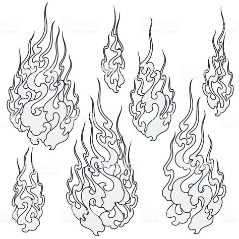 Japanese Flames, Flame Illustration, Fire Sketch, Couple Artwork, Black Art Tattoo, Architecture Drawing Plan, Flame Tattoos, Couple Sketch, Fire Tattoo