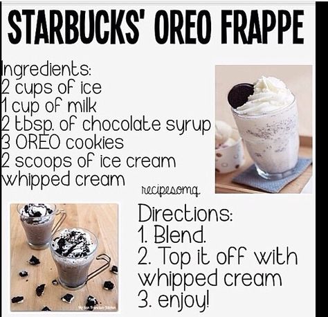 🌠 Oreo Starbucks, Oreo Frappe, Oreo Dessert Easy, Resep Starbuck, Oreo Desserts, Oreo Shake, Frappe Recipe, Dessert Oreo, Frappuccino Recipe