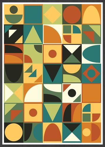 Paper Screen, Vintage Wall Art Prints, Geometric Collage, Shapes Geometric, Erin Hanson, Geometric Shapes Art, Rag Rugs, Abstract Geometric Art, Geometric Art Prints