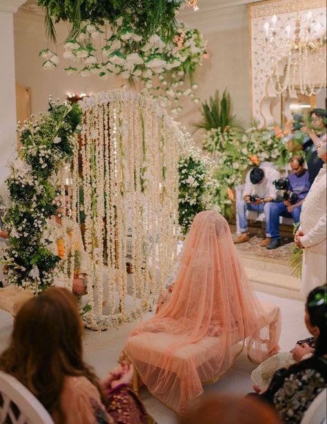 Nikkah At Home, Pakistani Wedding Dance, Royal Indian Wedding, Nikah Decor, Fairytale Wedding Theme, Indian Wedding Theme, Sunflower Wedding Decorations, Nikah Ceremony, Bride Entry