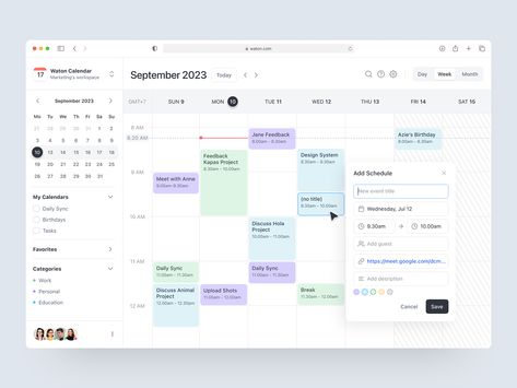 Project Calendar, Week Calendar Design, Calendar Dashboard, Calendar Web Design, Simple Dashboard Design, Calendar Ui Design, Productivity Dashboard Design, Production Dashboard, Calender Ui