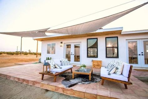 Desert Cabins for Sale — 59875 Lorraine Avenue, Landers, CA | Apartment Therapy Desert Oasis Home, Glamping Airbnb, Desert Glamping, Desert Luxe, Desert Cabin, Chic Cabin, Oasis Home, Joshua Tree House, Brutalist Buildings