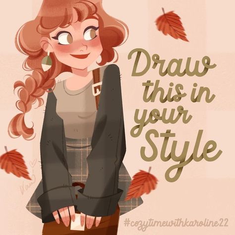 Karoline Pietrowski Illustration on Instagram: "Autumn is here & so is my new #dtiys challenge! 🍂 // How to participate // - draw your own version of my drawing - don't forget to add the first picture as your reference to your posting - use the hashtag #cozytimewithkaroline22 so I’ll be able to find your artwork - tag me in the image and text to make sure it also appears in my tagged feed // Story feature & top nine // I will feature as many as I can in my Instagram story until the How To Draw Illustrations, How To Make Your Own Character, Draw This Is Your Style, Post Reference Drawing, Caroline Sketch, Draw It In Your Style Challenge, How To Find Your Drawing Style, How To Find My Art Style, Draw This In Your Style Challenge