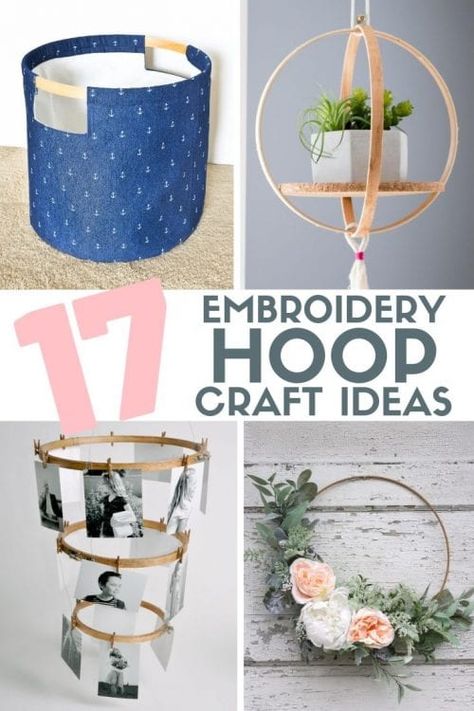 You can make all sorts of fun projects using Embroidery Hoops. Post includes over 20 ideas from home decor, wall art and even a chandelier. Farmhouse Embroidery, Hoop Crafts, Embroidery Hoop Decor, Embroidery Hoop Crafts, Arts And Crafts For Teens, Crafts For Teens To Make, Cottage Market, Upcycled Crafts, Wall Pockets