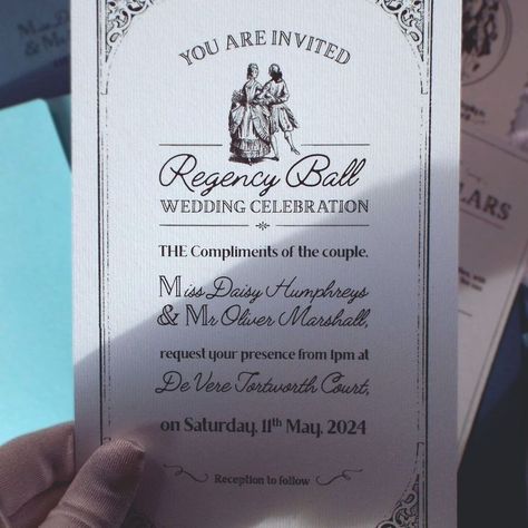 Wedding invitation in style of Regency Ball invite Regency Era Invitation, Bridgerton Themed Invitation, Ball Invitation Design, Regency Invitation, Royal Ball Invitation, Regency Era Party, Regency Party, Locke Lamora, Debutante Party