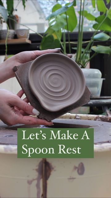 Pottery Spoon Rest Ideas, Clay Spoon Rest, Spoon Rest Pottery, Wheel Pottery, Spin The Wheel, Pottery Spoon Rest, Pottery Projects, Pinky Finger, Pottery Inspo