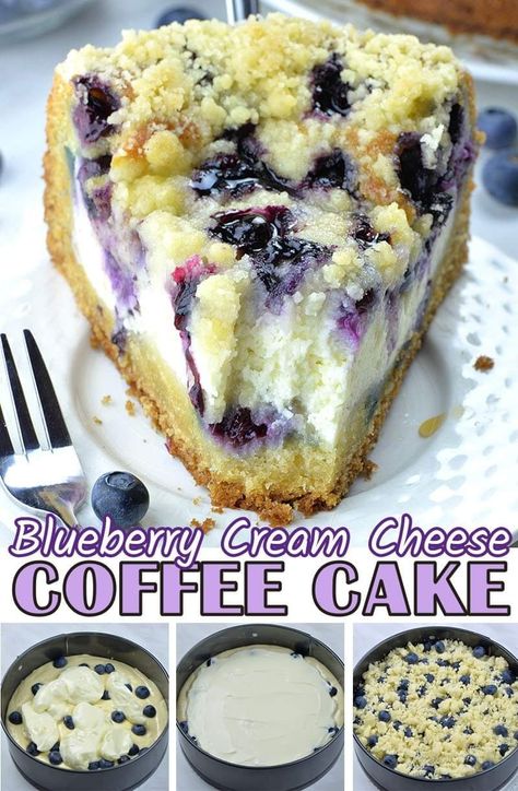 Cream Cheese Coffee Cake Recipe, Blueberry Cream Cheese Coffee Cake, Cheese Coffee Cake, Cream Cheese Coffee Cake, Coffee Cake Recipe, Blueberry Cream Cheese, Cake Recipes From Scratch, Coffee Cake Recipes, Savoury Cake