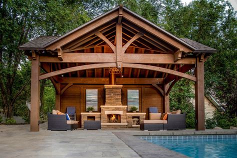 pavilion outdoor living room Outdoor Pavillion, Timber Frame Pavilion, Timber Pergola, Small Pergola, Outdoor Pavilion, Backyard Gazebo, Backyard Pavilion, Outdoor Living Rooms, Pergola Canopy