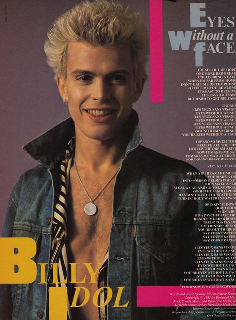 Billy Idol Poster, Idol Poster, Eyes Without A Face, Around The Fur, Billy Boy, Bob Seger, Billy Idol, Dont Call Me, Judas Priest