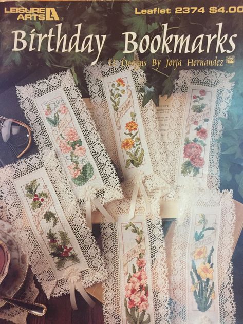 Floral flower bookmarks Counted Cross Stitch Booklet Leisure Arts Leaflet 2374 Published in 1993 by Leisure Arts Charted in color. Include Birthday Bookmarks, Vintage Cross Stitch Pattern, Vintage Cross Stitch, Flower Bookmark, Cross Stitch Books, Cross Stitch Bookmarks, Book Marks, Stitch Book, Book Markers